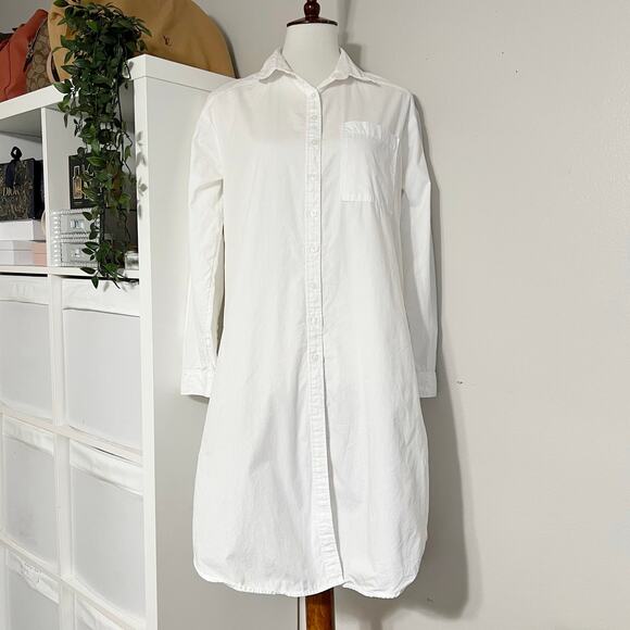 Maeve‎ X Anthropologie Women's White Button Long Sleeve Shirt Dress Size Small - Picture 8 of 12